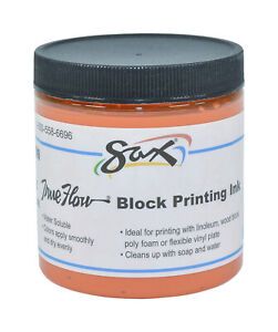 Sax True Flow Water Soluble Block Printing Ink, 8 Ounces, Orange