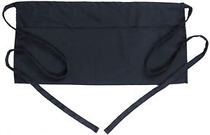 BOHARERS Waist Apron with 3 Pockets - Black Waitress Waiter Server Short Aprons