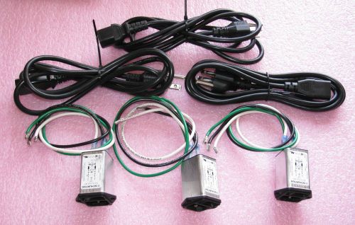 (3) Schurter AC Filter Power Entry Modules with Power Switch and 115vac Cables