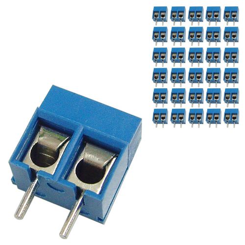 30 pcs 5mm pitch 300v 16a 2p poles pcb screw terminal block connector blue for sale