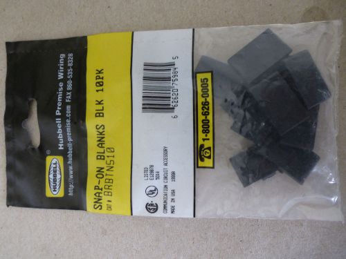Hubbell Premise Wiring 10 Pack Black Snap-On Blanks Cat# BRBTN510    E129878