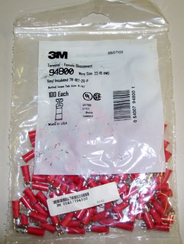 100 pcs 3m 94800 terminal-female disconnect 22-18 awg for sale