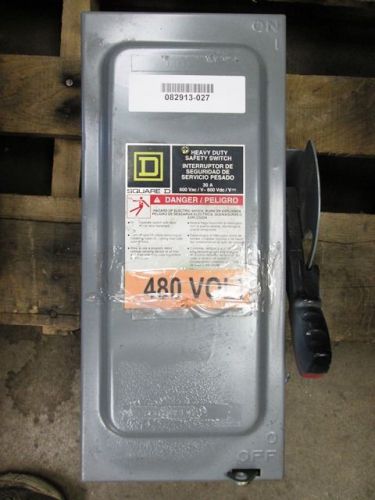 Square d hu361 3 pole 30 amp 600 vac non-fused safety disconnect for sale