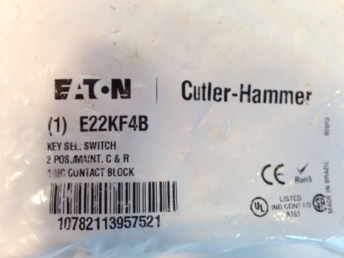 Eaton  E22KF4B Cutler Hammer Key Operated Switch Push Button New