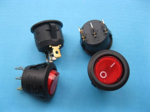 120 pcs Circular Rocker Switch ON/OFF 3pin 6A Red Cap With Red LED Light 19.8mm