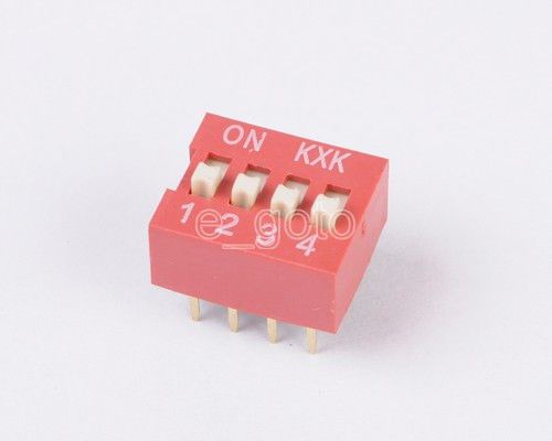 10pcs DIP Red 2.54mm Pitch 8 pins 4 Positions Ways Slide Type  Switch