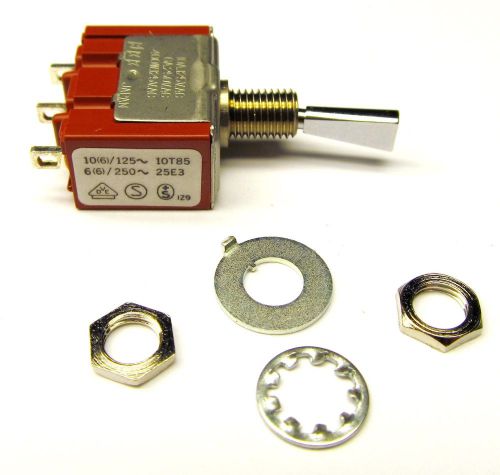 Miniature toggle switch, spdt, with nuts, washer and lock-ring for sale