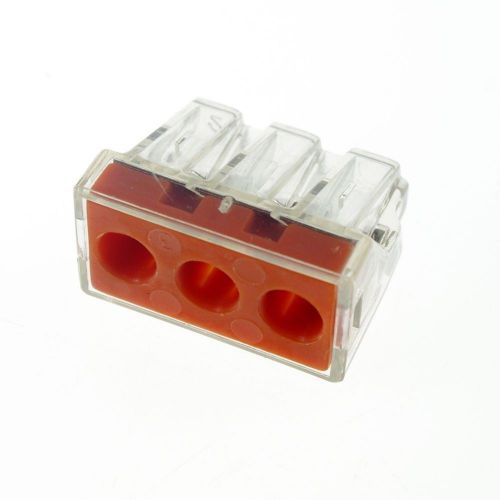 10 x cable terminal block wire spring connector 3 pin push clamp solderless for sale