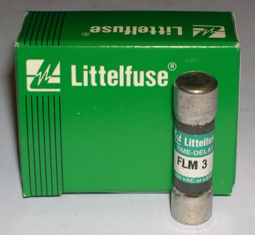 LITTELFUSE, 3A TIME DELAY FUSES , FLM 3, BOX OF 10
