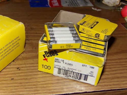 Bussmann buss abc-10 b02 fuse ceramic tube 250 ac/dc 10a box of 5 new old stock for sale