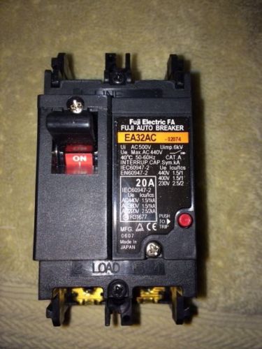 New - fuji electric 20a circuit breaker - 440v 2 phase - ea32ac for sale