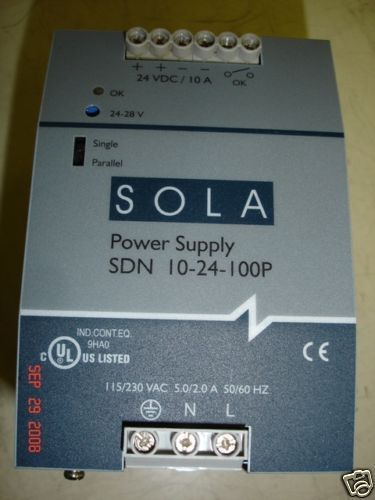 SOLA DC POWER SUPPLY DIN 24VDC 10A - SDN 10-24-100P