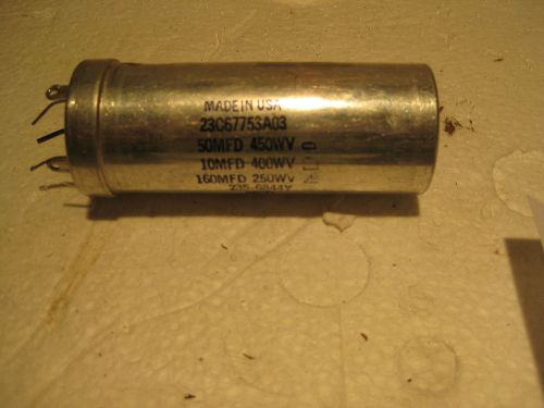 Mallory capacitor - 50/10/160 uf mfd 450/400/250 vdc 23c67753a03 nos for sale