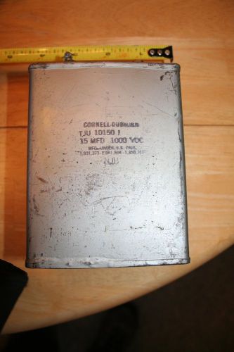 Aluminum capacitor cornell-dubilier 15mfd 1000v  .model tju 10150 for sale