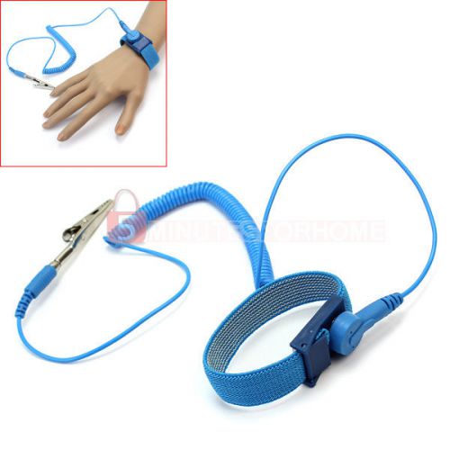 Blue Anti Static Wrist Strap ESD Discharge Cord Wristband Grounding Electricity
