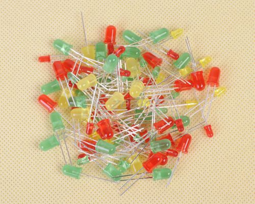 Red Green Yellow 100pcs 5mm 3mm Light Emitting Diode LED