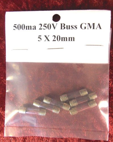 Qty-6 500ma 250V Buss GMA 5X20mm  (NEW)