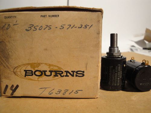 10 Each Bourns 250 Ohm 10 Turn Potentiometers 3507S Series NOS
