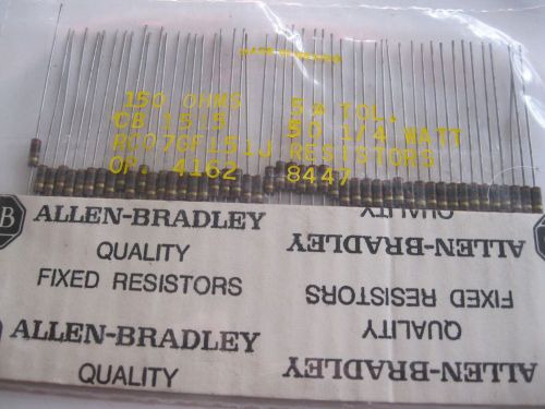 Lot Of 50 Carbon Comp Resistor 150 Ohms 1/4 Watt 5% Allen-Bradley RC07GF151J