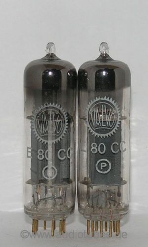 2 nos tubes valvo e80cc 6085 pinch  waist   (404011) valvo hamburg factory 1957 for sale