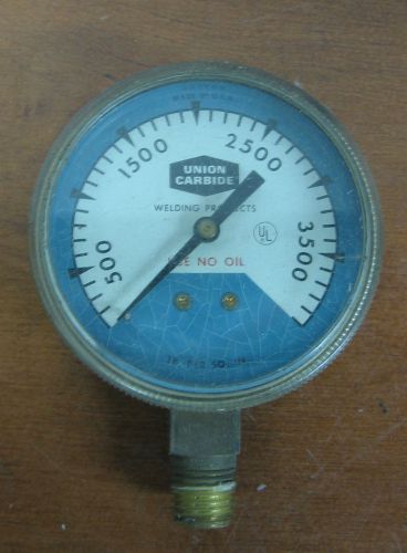 0-3500 PSI GAUGE UNION CARBIDE WELDING PRODUCTS USE NO OIL STEAMPUNK INDUSTRIAL