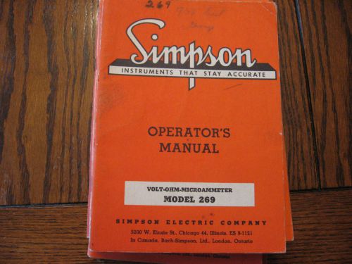 Vintage Simpson Factory Operators Manual Volt Ohm Microammeter 269