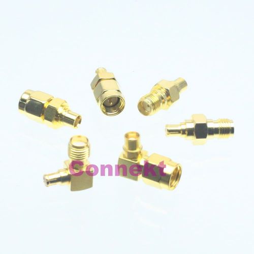 6pcs/set MCX &amp; SMA male plug female jack kit 90° RF adapter connector