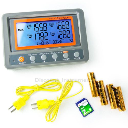 Digital thermometer thermocouple 4 channel k type multiple meter sd card logger for sale