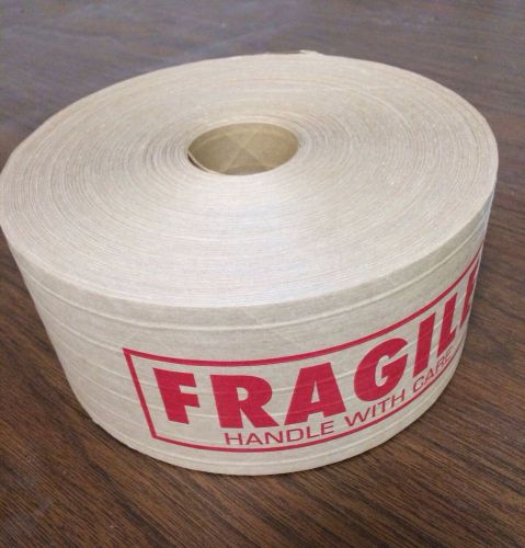 FRAGILE Carton Sealing Tape, Kraft Paper, Brown, Red Text, W 3&#034;, L 450&#034;, 6 mil