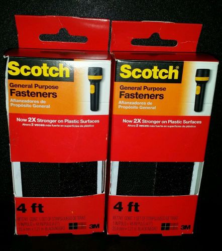 LOT OF 2 NEW Scotch Fasteners 4 ft each 1 in x 48 in black RF7741 indoor/outdoor