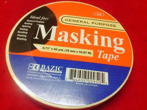 Bazic 0.71&#034; x 2160&#034; (60 yards) general purpose masking tape, case of 1 for sale