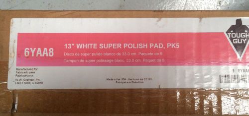 Tough Guy 13&#034; White Super Polish Buffer Pads Box Of 5 With Free Shipping 6YAA8