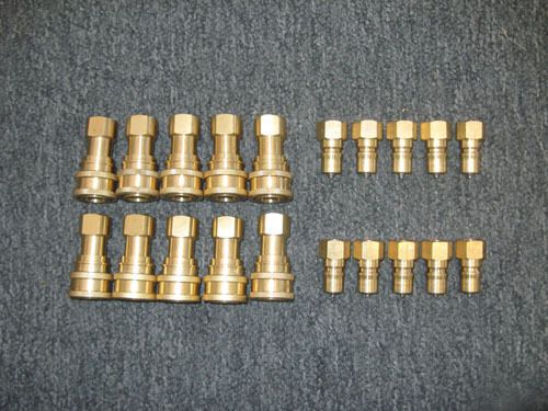 Set of 10 Brass 1/4&#034; Quick Disconnects w/Stainless Steel Tips