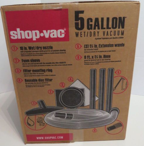 Shop vac 5 gallon 2.0 horsepower wet/dry vac vacuum 2hp 2035527 filter hose new for sale