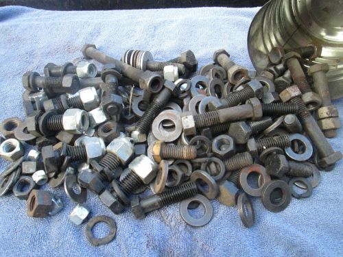 LOT OF LARGE BOLTS WASHERS NUTS SPACERS