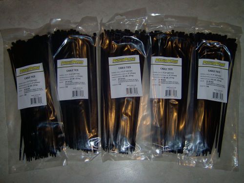 LARGE LOT ( 500 ) POWER PHASE NYLON BLACK CABLE TIES 11.3&#034; LONG UV RESISTANT