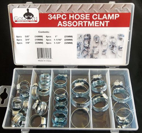 34pc goliath industrial hca34 steel hose clamp assortment worm drive for sale
