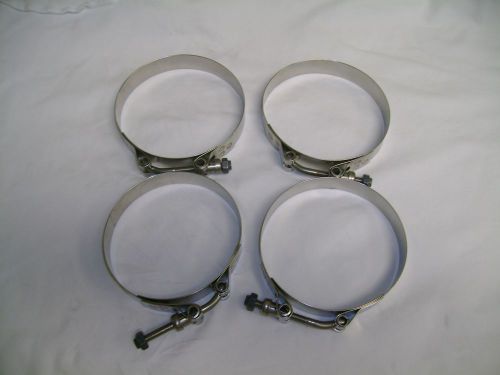 HOSE CLAMPS, 4 EACH, 3.5 INCH STAINLESS STEEL, AIRCRAFT GRADE