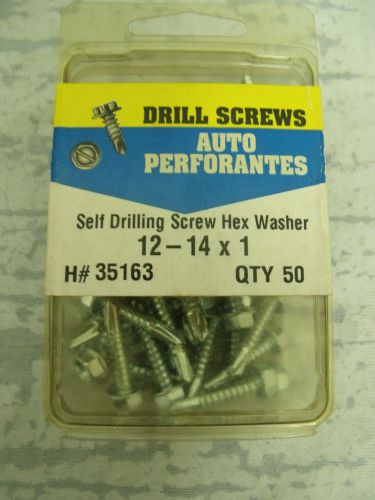 50 drill screws self drilling screw hex washer 12-14 x 1 h#35163 (g4)(mc) for sale