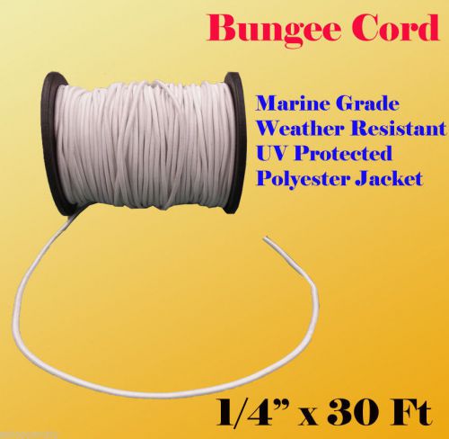 1/4&#034; x 30 Ft (10 Yard) Premium Marine Grade Bungee Shock Stretch Cord UV White