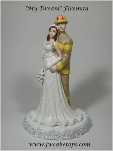 Fireman tan gear brunette bride wedding caketop 49ft2 for sale