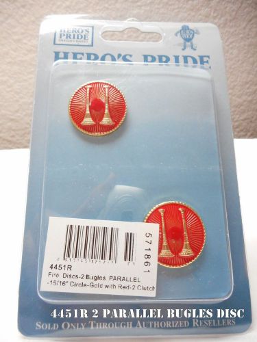 Fire Disc 2 Straight Bugles Red Enamel/Gold 15/16&#034;. Hero&#039;s Pride Model 4451R