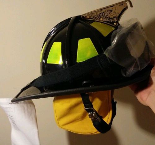 Cairns MSA 1010 NFPA Structural Fire Helmet w/ ESS Goggles Black w Refl NEW! NR!
