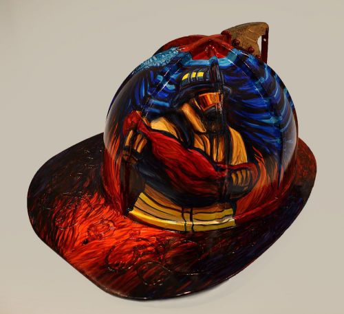 Custom painted firefighter helmet (morning pride) for sale