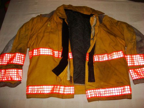 Firefighter used fire bunker gear coat yellow globe 44 x 29 mbvfd for sale