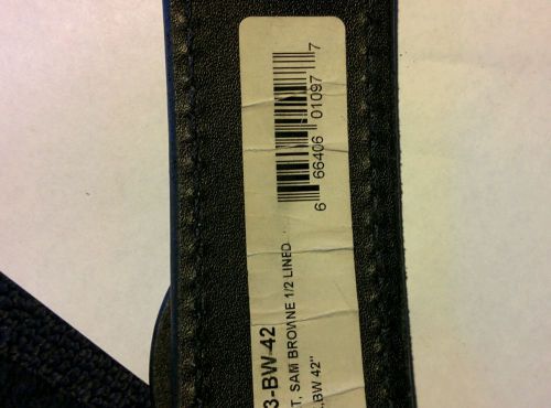 Aker B03-BW-42 2.25&#034; Half Leather Lined Sam Browne Belt Size 42 POLICE DUTY