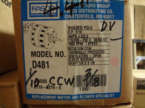FASCO MOTOR D481 1/10 HP 115/208-230V NEW IN THE BOX 
