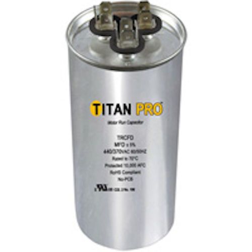 Trcfd405 round 40 + 5 uf mfd 440 / 370 volt dual run capacitor titan pro for sale