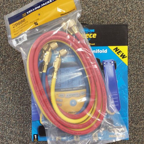 Fieldpiece sman360 3-port manifold w/ micron gauge &amp; 29986 72&#034; ball vlv hoses for sale