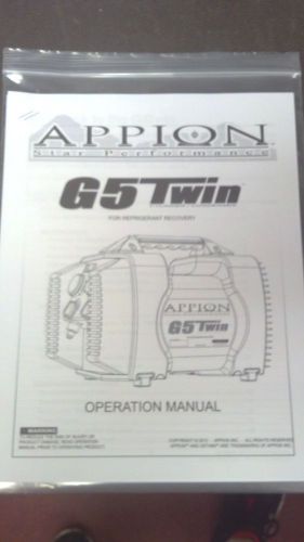 APPION, G5 TWIN, STAR PERFORMANCE, REFRIGERANT RECOVERY, PRINTED OWNERS MANUAL